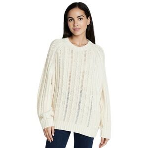 VINCE Wool Cashmere Sweater Chunky Oversized Luxe Cable Knit Ivory Cream Large